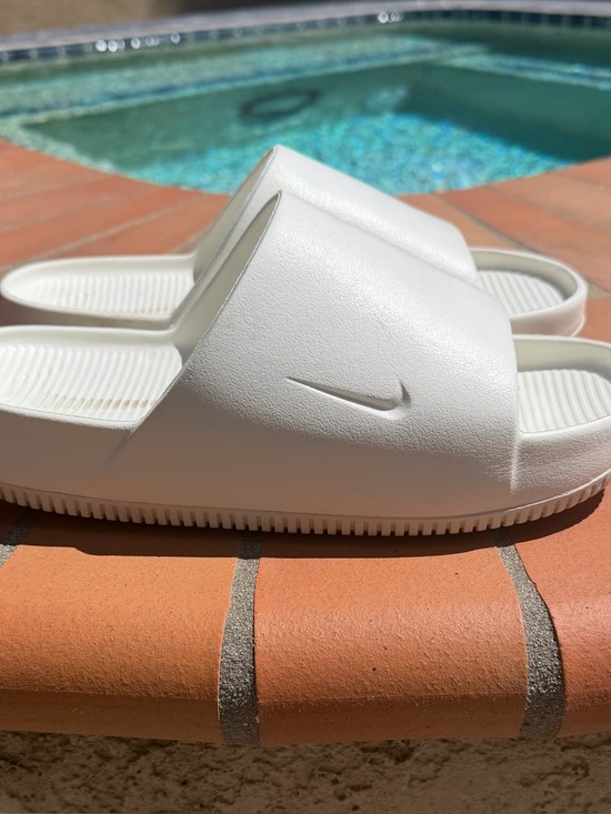 Nike Shoes - Nike White Unisex Slide Sandals with Embossed Swoosh